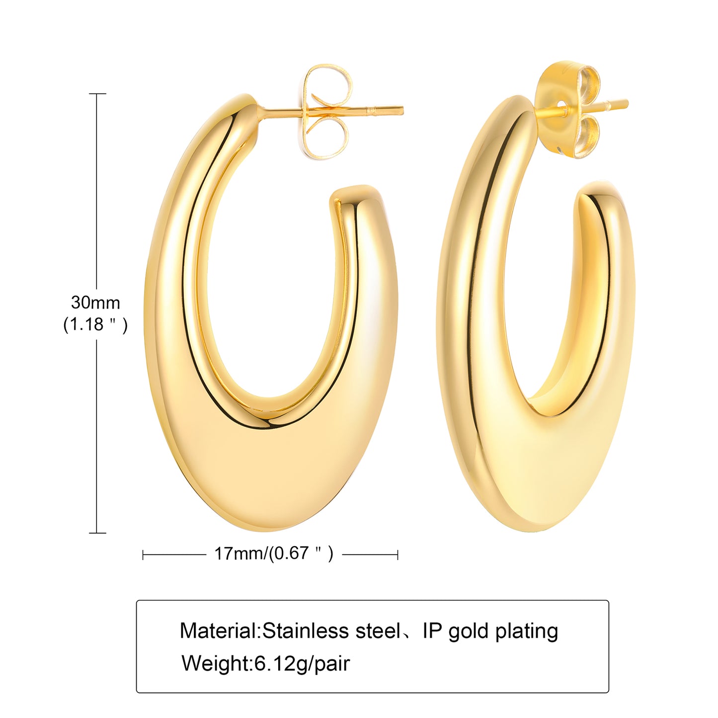 1 Pair Simple Style U Shape Stainless Steel Plating Earrings