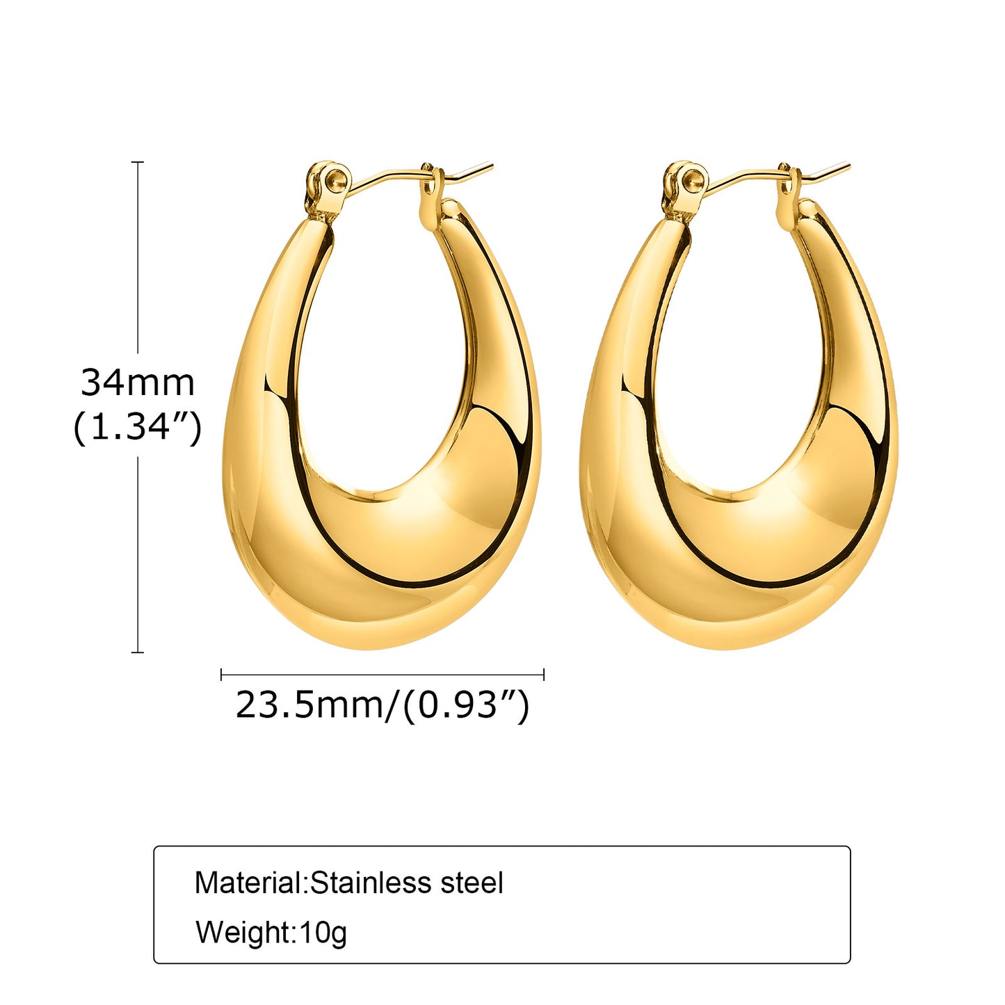 1 Pair Simple Style U Shape Stainless Steel Plating Earrings