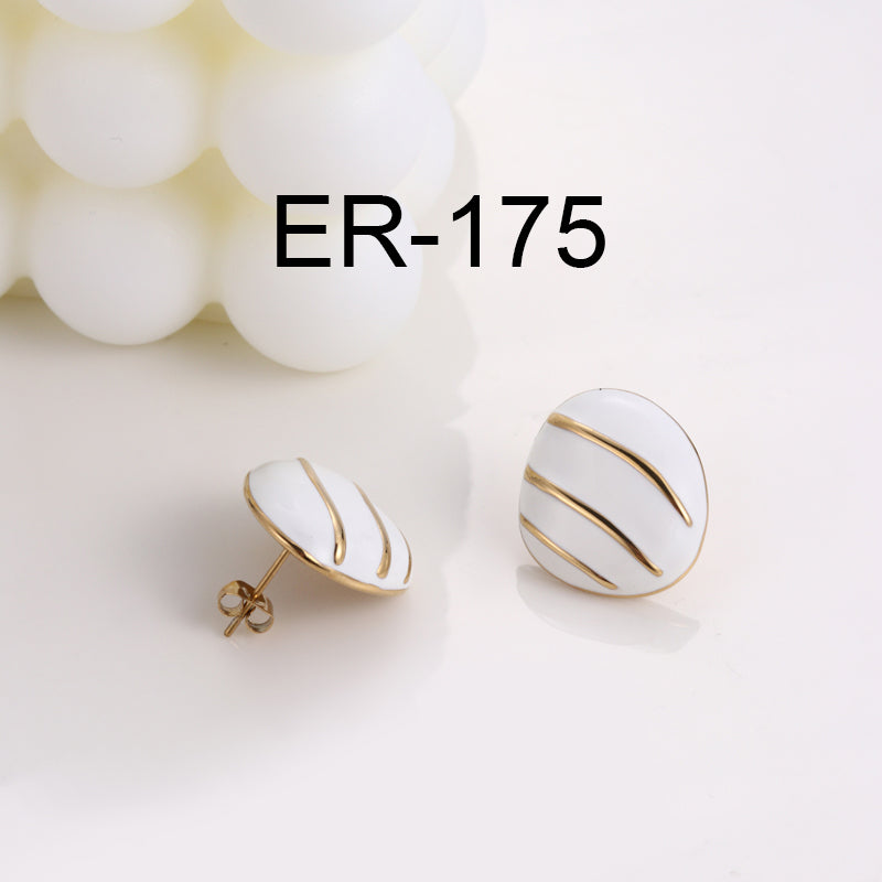 Simple Style Round Enamel Plating Stainless Steel 18k Gold Plated Earrings Ear Studs