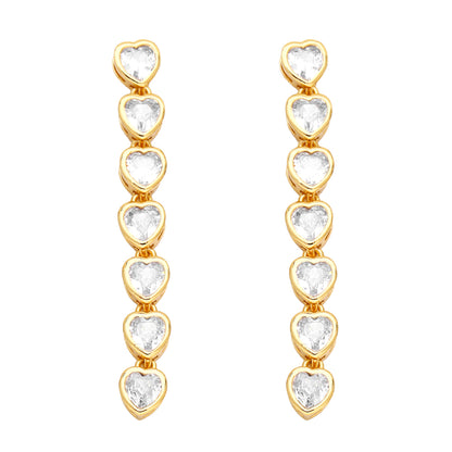 1 Pair Fashion Heart Shape Copper Plating Inlay Zircon Drop Earrings