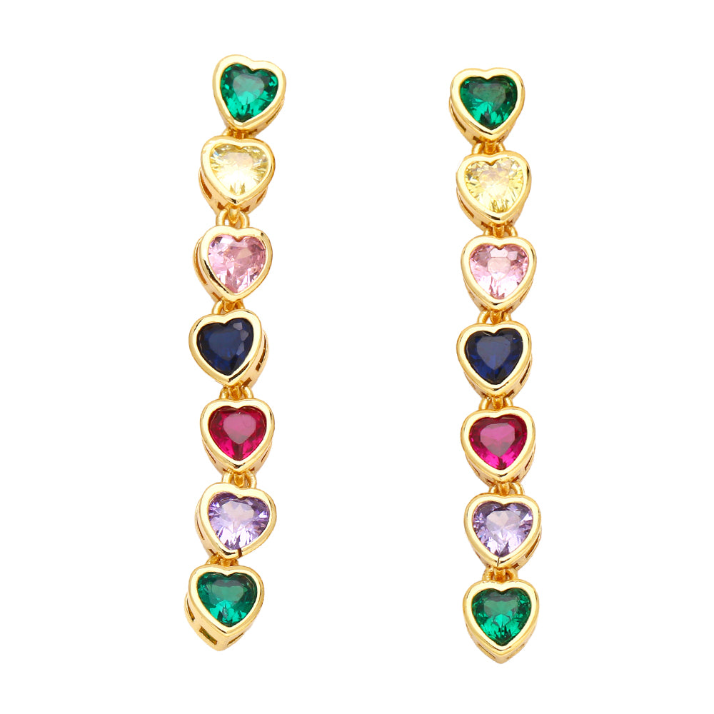 1 Pair Fashion Heart Shape Copper Plating Inlay Zircon Drop Earrings