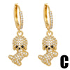 1 Pair Cute Dog Paw Print Bow Knot Copper Plating Inlay Zircon Drop Earrings