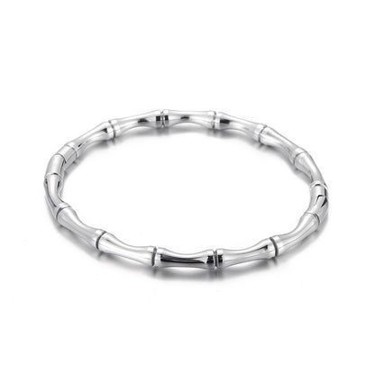 Fashion Bamboo Joint Titanium Steel Plating Bangle