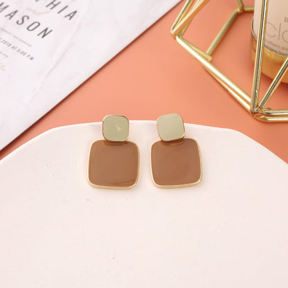 Retro Hong Kong Style Vintage Drip Glazed Painted 925 Silver Stud Earrings Women's Oil Painting Palace Style High-grade Earrings