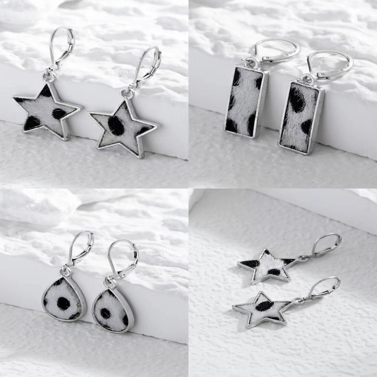 1 Pair Fashion Cow Pattern Star Butterfly Alloy Plating Women's Drop Earrings