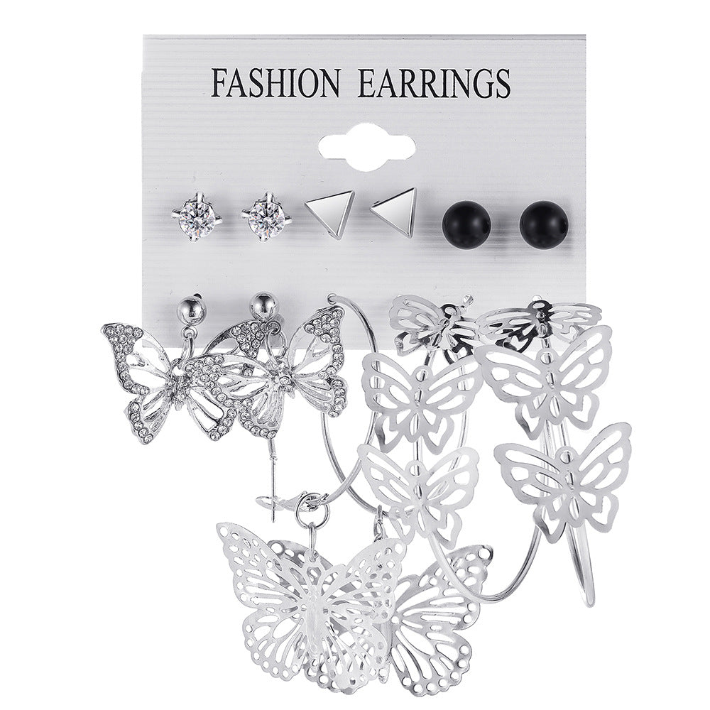 1 Set Simple Style Solid Color Alloy Inlay Rhinestones Women's Drop Earrings Earrings Ear Studs