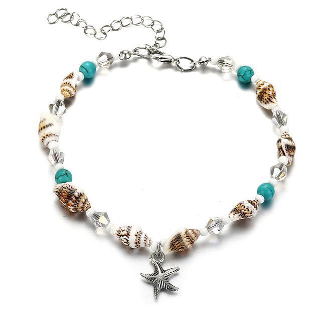 Simple Style Starfish Alloy Seed Bead Patchwork Unisex Anklet