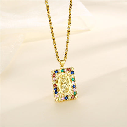 Ins Style Human Faith Stainless Steel Titanium Steel Plating Inlay Zircon 18k Gold Plated Gold Plated Pendant Necklace