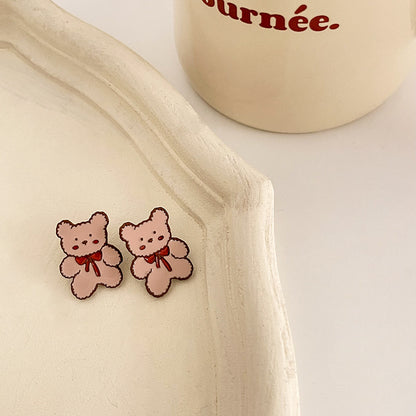 1 Pair Cute Animal Heart Shape Flower Metal Plating Women's Earrings