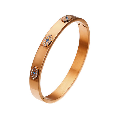 Fashion Eye Stainless Steel Inlay Zircon Bangle