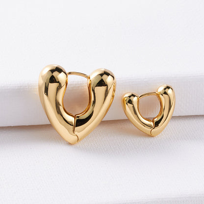 1 Pair Fashion Heart Shape Plating Copper 18k Gold Plated Earrings