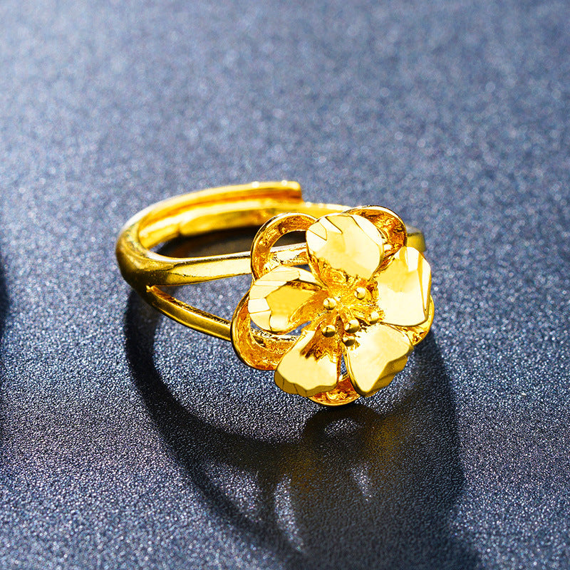 1 Piece Simple Style Flower Brass Plating Open Ring