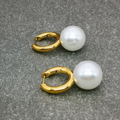 1 Pair Fashion Round Brass Plating Inlay Pearl Drop Earrings