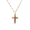 1 Piece Artistic Cross Copper Plating Inlay Zircon Pendant Necklace