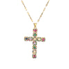 1 Piece Artistic Cross Copper Plating Inlay Zircon Pendant Necklace