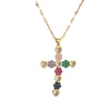 Fashion Cross Copper Plating Inlay Zircon Gold Plated Pendant Necklace