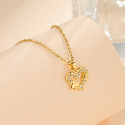 Korean Style Cross Square Flower Stainless Steel Titanium Steel Plating Inlay Zircon 18k Gold Plated Gold Plated Pendant Necklace