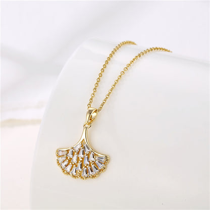 Wholesale Vintage Style Four Leaf Clover Butterfly Key Stainless Steel Titanium Steel Plating Inlay 18k Gold Plated Gold Plated Zircon Pendant Necklace