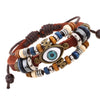 Retro Eye Pu Leather Beaded Resin Men's Bracelets