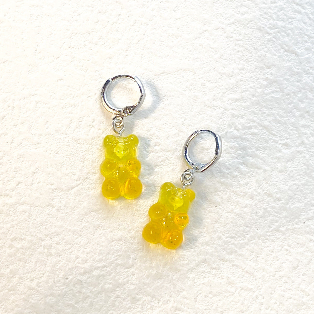 1 Pair Sweet Animal Bear Alloy Resin Plating Women's Drop Earrings