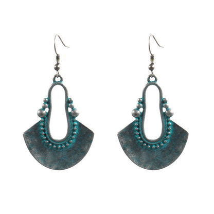 1 Pair Bohemian Semicircle Alloy Irregular Inlay Turquoise Women'S Drop Earrings