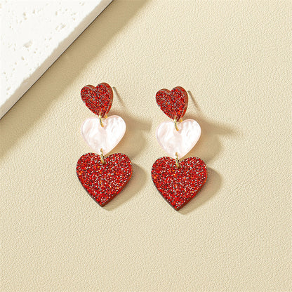 1 Pair Fashion Heart Shape Arylic Stoving Varnish Women's Drop Earrings