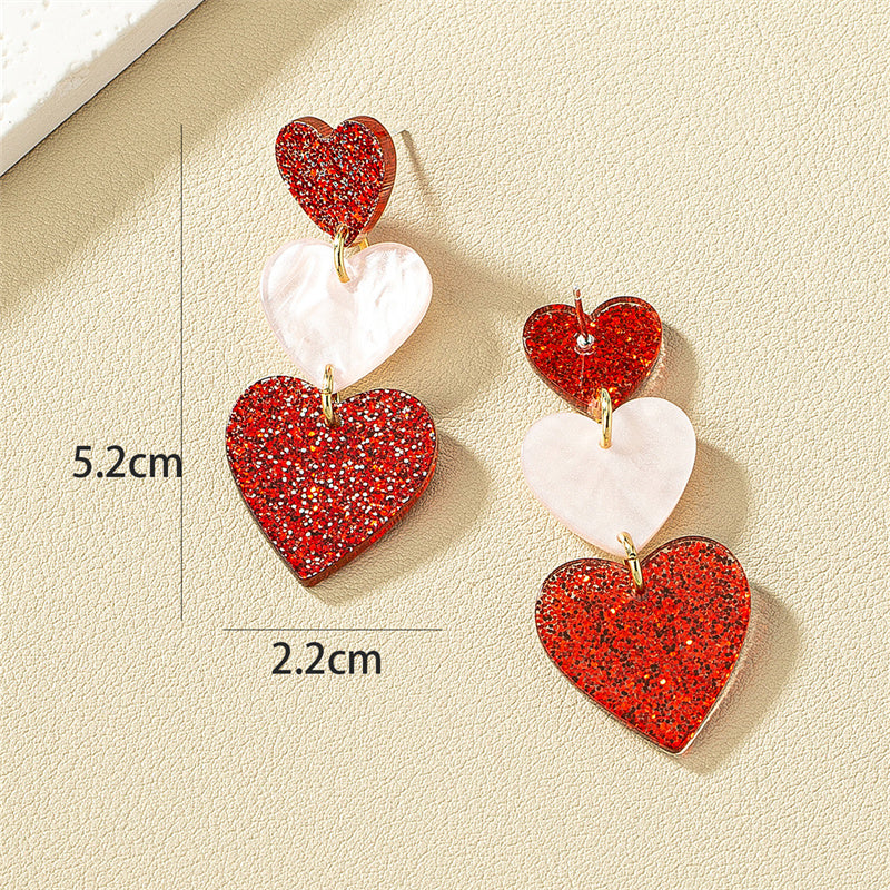 1 Pair Fashion Heart Shape Arylic Stoving Varnish Women's Drop Earrings