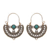 1 Pair Bohemian Semicircle Alloy Irregular Inlay Turquoise Women'S Drop Earrings