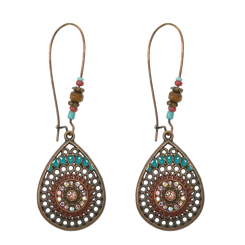 1 Pair Bohemian Semicircle Alloy Irregular Inlay Turquoise Women'S Drop Earrings