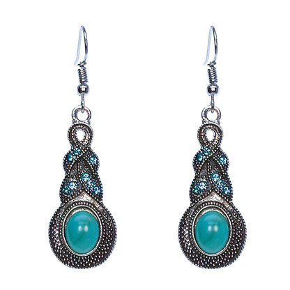 1 Pair Bohemian Water Droplets Inlay Alloy Turquoise Drop Earrings