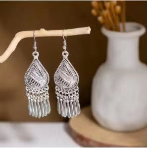 1 Pair Ethnic Style Geometric Heart Shape Elephant Metal Tassel Plating Women's Drop Earrings