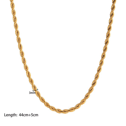 Hip-hop Geometric Stainless Steel Titanium Steel Chain 18k Gold Plated Necklace