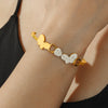 1 Piece Simple Style Four Leaf Clover Heart Shape Butterfly Stainless Steel Plating Inlay Shell Zircon Bangle