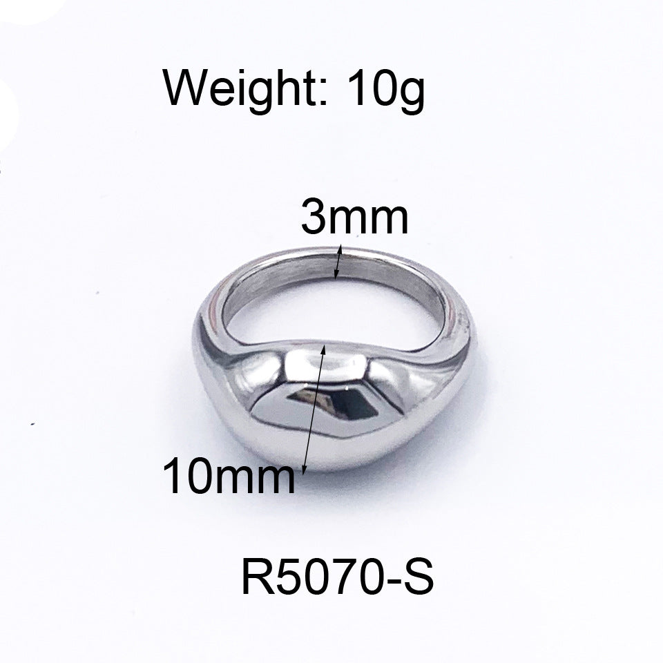 1 Piece Simple Style Solid Color Titanium Steel Plating Rings