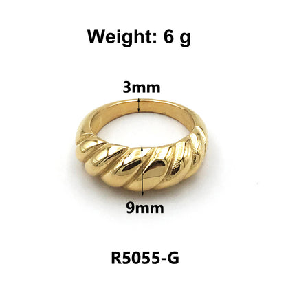 1 Piece Simple Style Solid Color Titanium Steel Plating Rings