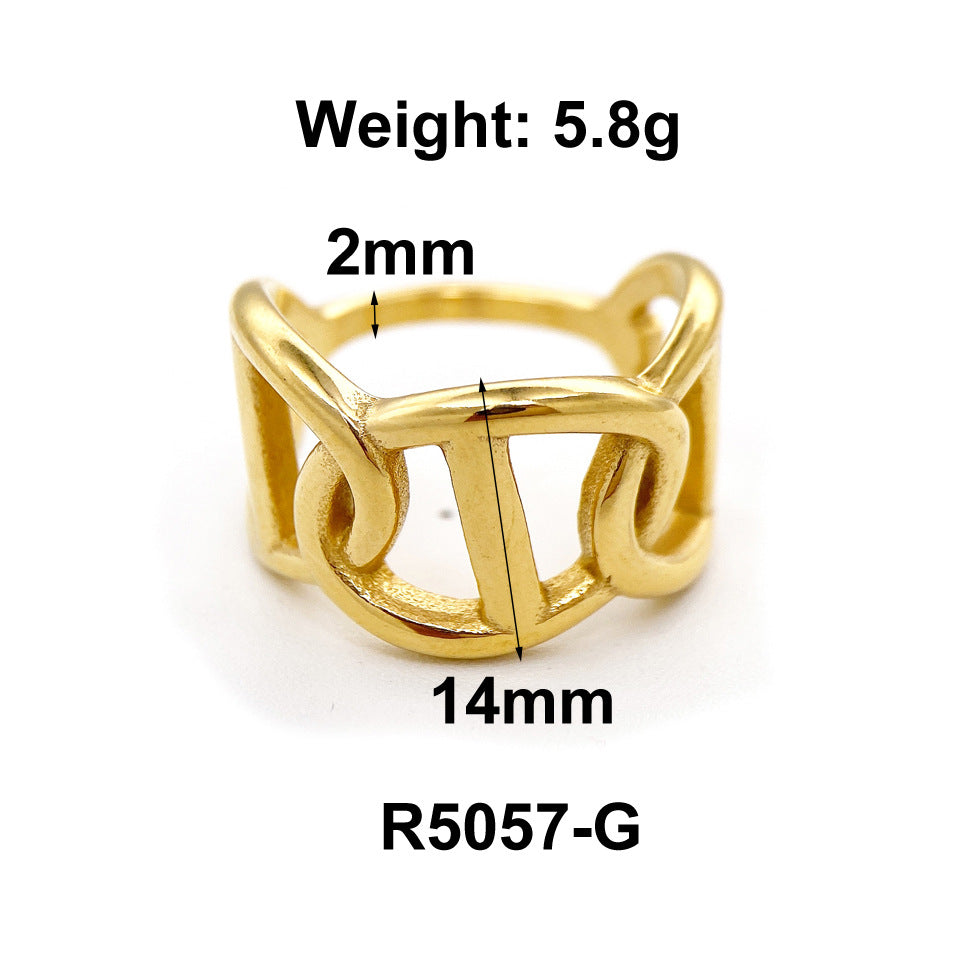 1 Piece Simple Style Solid Color Titanium Steel Plating Rings