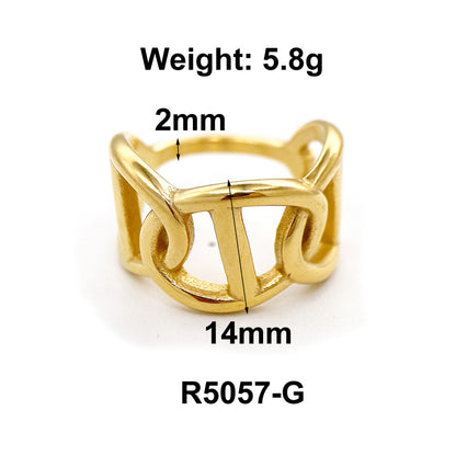 1 Piece Simple Style Solid Color Titanium Steel Plating Rings