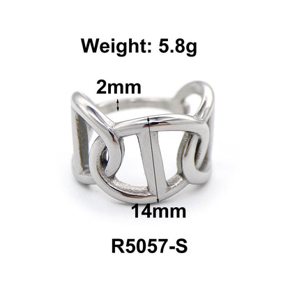 1 Piece Simple Style Solid Color Titanium Steel Plating Rings