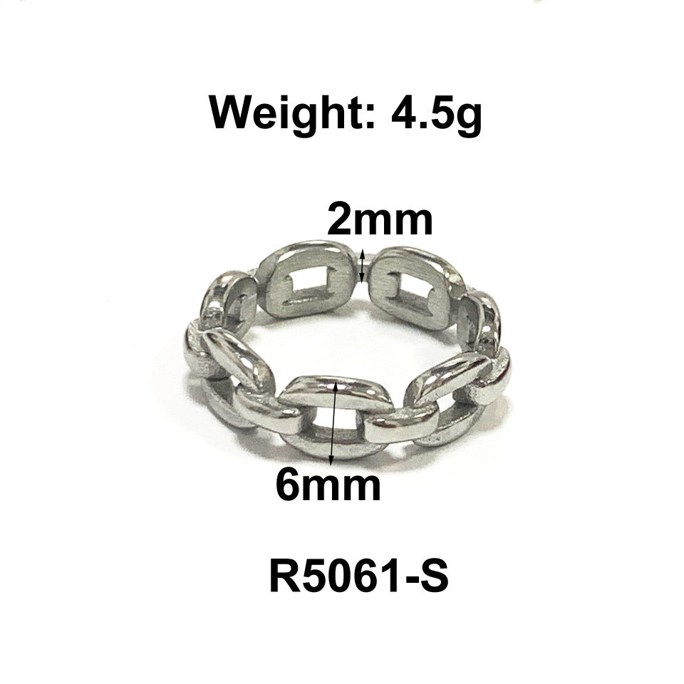 1 Piece Simple Style Solid Color Titanium Steel Plating Rings