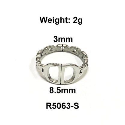 1 Piece Simple Style Solid Color Titanium Steel Plating Rings