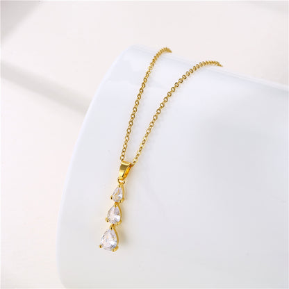 1 Piece Simple Style Flower Dragonfly Butterfly Stainless Steel Titanium Steel Plating Inlay Zircon Pendant Necklace