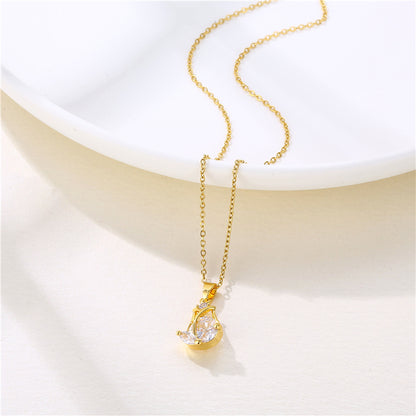 1 Piece Simple Style Flower Dragonfly Butterfly Stainless Steel Titanium Steel Plating Inlay Zircon Pendant Necklace