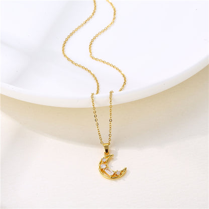 1 Piece Simple Style Flower Dragonfly Butterfly Stainless Steel Titanium Steel Plating Inlay Zircon Pendant Necklace