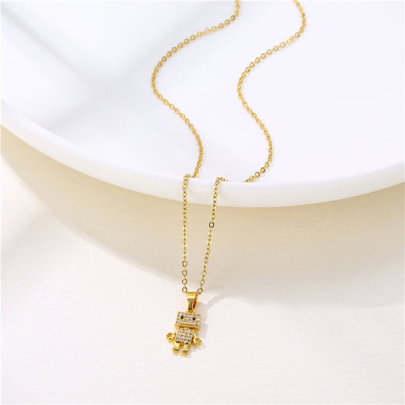 1 Piece Simple Style Flower Dragonfly Butterfly Stainless Steel Titanium Steel Plating Inlay Zircon Pendant Necklace