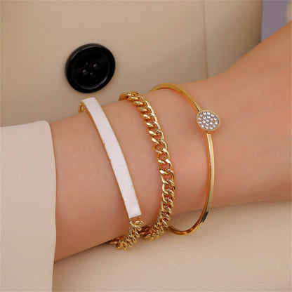 Wholesale 1 Set Simple Style Star Heart Shape Butterfly Stainless Steel Metal 18k Gold Plated Gold Plated Silver Plated Turquoise Rhinestones Zircon Bangle