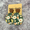 1 Pair Retro Flower Wood Copper Printing Patchwork Women's Drop Earrings