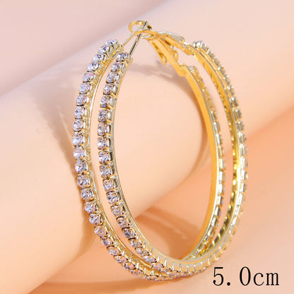 1 Pair Simple Style Circle Alloy Inlay Rhinestones Women's Hoop Earrings