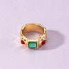 1 Piece Retro Round Alloy Inlay Zircon Women's Wide Band Ring