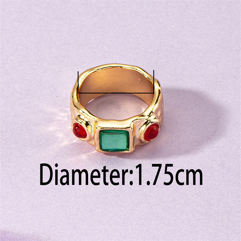 1 Piece Retro Round Alloy Inlay Zircon Women's Wide Band Ring