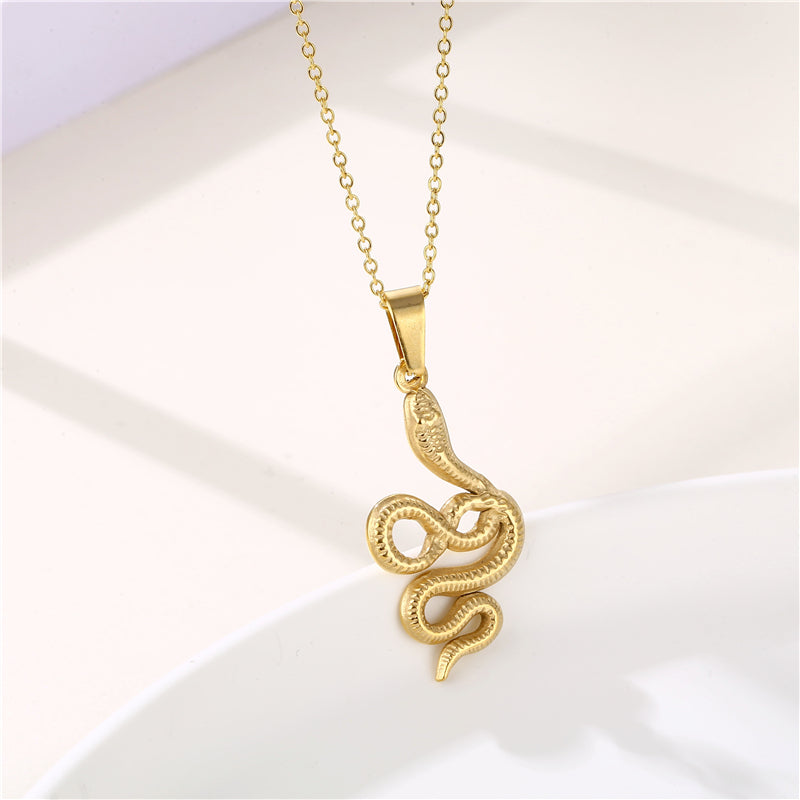 Shiny Rabbit Angel Snake Stainless Steel Titanium Steel Plating Inlay Zircon 18k Gold Plated Gold Plated Pendant Necklace